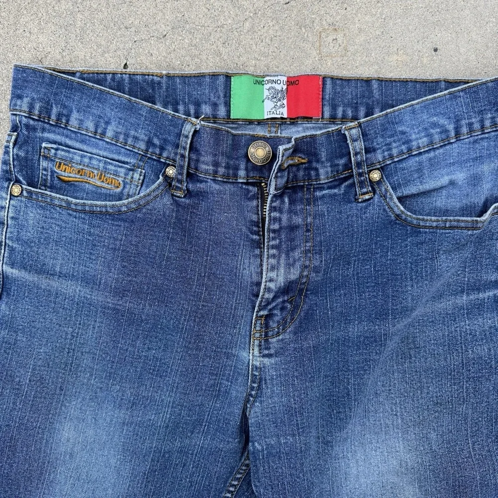 Y2K Unicorno Uomo Italia Jeans Mens 34x30 Blue Denim Straight‎ Leg Made in Italy
